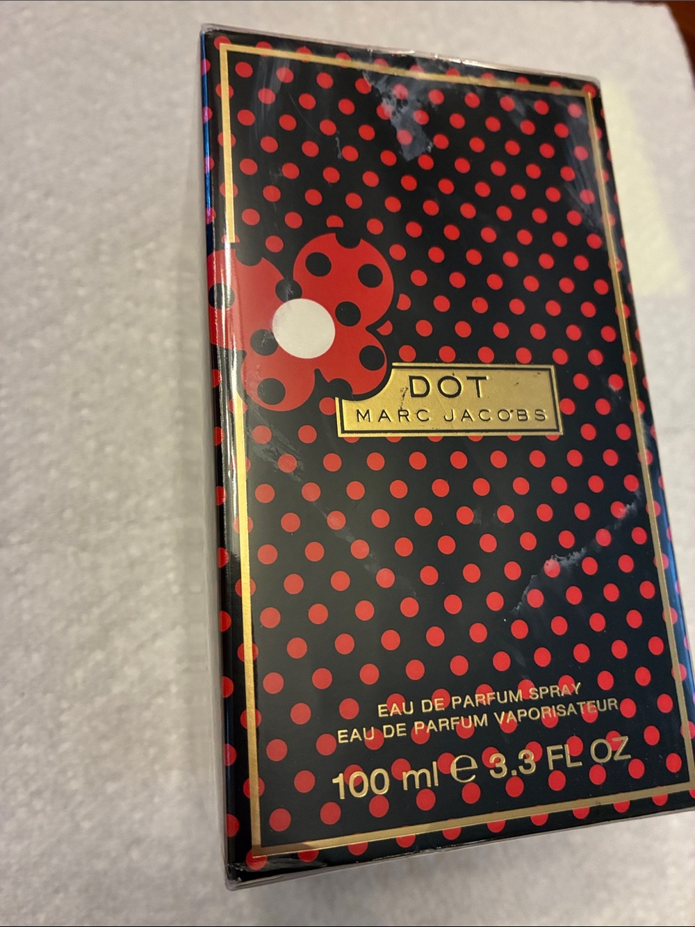 Marc Jacobs DOT Perfume.  Packaging in Black and Red Polka Dot Design. NIB